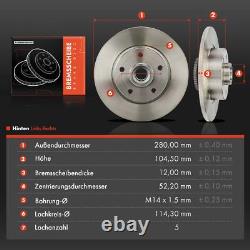 Disques De Frein Arrière Ø280 Pleins 2x Pour Renault Trafic 3 Opel Vivaro X82