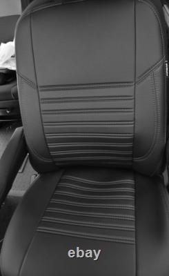 Noir Eco Cuir Siège Housses 2+1 pour Renault Trafic/ Vivaro/ Opel 2015-2022