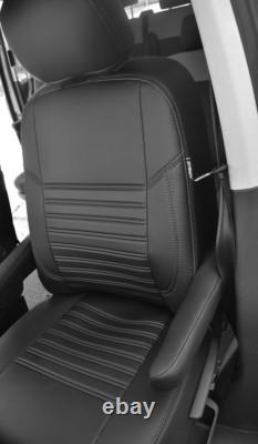 Noir Eco Cuir Siège Housses 2+1 pour Renault Trafic/ Vivaro/ Opel 2015-2022