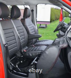 Noir Siège Housses Eco Cuir 2+1 pour Renault Trafic Opel Vivaro 2015-2022