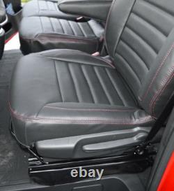 Noir Siège Housses Eco Cuir 2+1 pour Renault Trafic Opel Vivaro 2015-2022