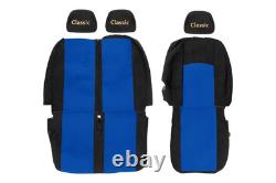 VAN Housses de siege pour RENAULT TRAFIC II OPEL VIVARO I -14 9p 3r 1+2 BLEU