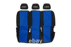 VAN Housses de siege pour RENAULT TRAFIC II OPEL VIVARO I -14 9p 3r 1+2 BLEU