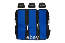 VAN Housses de siege pour RENAULT TRAFIC II OPEL VIVARO I -14 9p 3r 1+2 BLEU