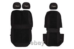 VAN Housses siege pour RENAULT TRAFIC II OPEL VIVARO I PRIMASTAR 1+2 NOIR/ROUGE
